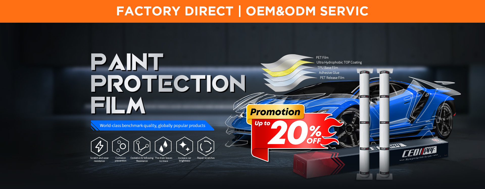 गुणवत्ता कार पेंट संरक्षण फिल्म फैक्टरी